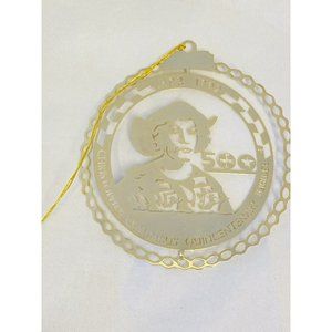 Christopher Columbus 500 Jubilee Gold Finished Brass Laser Christmas Ornament 3D